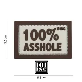 Patch 3D PVC con Velcro ""100 ASSHOLE"" Sabbia/Marrone 101 INC (444100-3921)