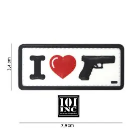 Patch 3D PVC con Velcro ""I Love my Sidearm"" Bianco 101 INC (444130-4088)