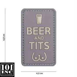 Patch 3D PVC con Velcro ""Beer and Tits"" Marrone 101 INC