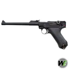 Pistola a Gas Luger P08 Nera Scarrellante Full Metal Lunga 8"" Pollici WE