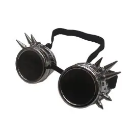 Occhiali regolabili in stile STEAMPUNK con punte laterali Silver / Argento e lenti Nere