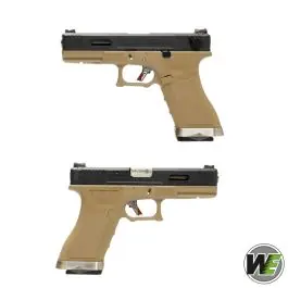 Pistola Softair Glock G18 Green Gas Blowback FORCE T2 Custom Nera/Silver/Tan WE
