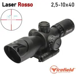 Ottica Firefield® Barrage 2,5-10x40 Mil-Dot MOA Nera con Laser Rosso (FF13065)