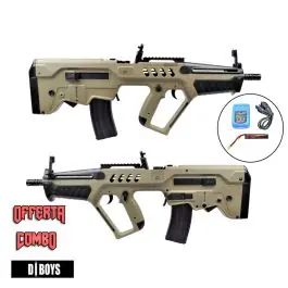Fucile Elettrico T21 ""TAR"" Dark Earth Polimero Caricatore M4 D Boys Offerta Combo