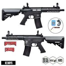 Fucile Elettrico M4 Body Polimero Paramano Alluminio M-Lok 7"" Nero D Boys Offerta Combo