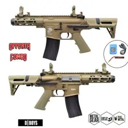 Fucile Elettrico M4 PDW M-Lok 5"" 1/4 Full Metal Dark Earth D Boys Offerta Combo