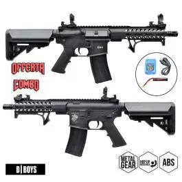 Fucile Elettrico M4 Paramano Alluminio M-Lok 8"" Body Polimero Nero D Boys Offerta Combo