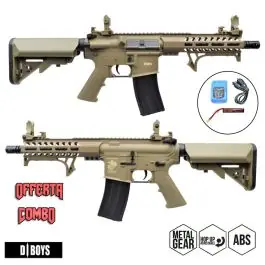 Fucile Elettrico M4 Paramano Alluminio M-Lok 8"" Body Polimero Dark Earth D Boys Offerta Combo