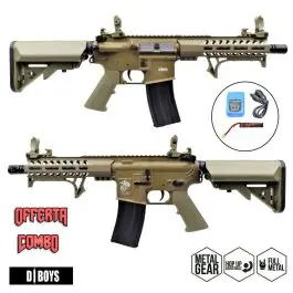 Fucile Elettrico M4 M-Lok 8"" Full Metal con Impugnatura Hand-Stop Dark Earth D Boys Offerta Combo