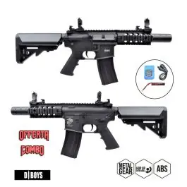 Fucile Elettrico M4 PDW RIS 5"" Polimero Nero D Boys Offerta Combo