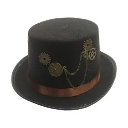 Cappello STEAMPUNK a Cilindro Nero stile Vittoriano