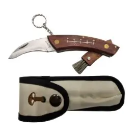 Coltello da funghi con spazzolino richiudibile completo di custodia