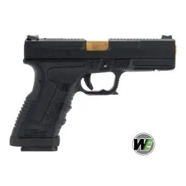 Pistola a gas GP1799 T1 WET Blowback nera/Gold Custom WE