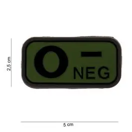 Patch gruppo sanguigno ""0- neg"" in PVC Verde con Velcro