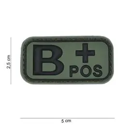 Patch gruppo sanguigno ""B+ pos"" in PVC Verde con Velcro