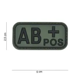 Patch gruppo sanguigno ""AB+ pos"" in PVC Verde con Velcro