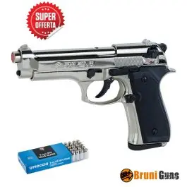 Pistola a salve Beretta 92 FS Silver calibro 8 mm + 50 colpi
