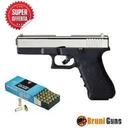 Pistola a salve Glock 17 silver calibro 9 mm + 50 COLPI