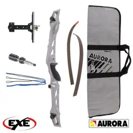 Kit Arco 22 e 70" con Set Completo di Riser, Flettenti, Corda, Rest, Mirino, Bottone e Borsa - EXE e Aurora