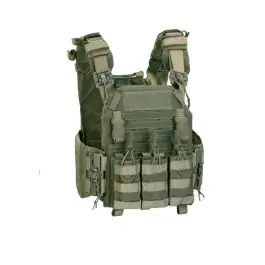 Storm plate carrier with quick release system + triple mag. pouch VERDE DEFCON 5