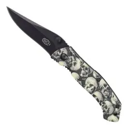 Coltello tascabile con perno di apertura Teschi bianchi