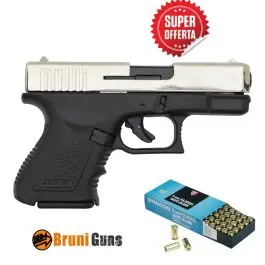 Pistola a salve MiniGap Cal. 9 mm - Silver / Nero - Bruni + 50 COLPI